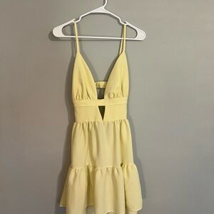 SHEIN Light Yellow Tiered Dress